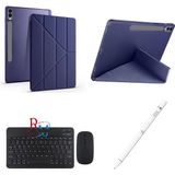 Redmud Teknoloji Samsung Galaxy Tab S9 Fe Plus 12.4 Inç Uyumlu Standlı Kılıf Dokunmatik Kalem ve Klavye Mouse 3lü Set - Lacivert