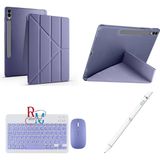Redmud Teknoloji Samsung Galaxy Tab S9 Fe Plus 12.4 Inç Uyumlu Standlı Kılıf Dokunmatik Kalem ve Klavye Mouse 3lü Set - Lavanta