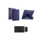 RedMud Teknoloji Samsung Galaxy Tab S9 Plus 12.4 inç İle Uyumlu Üçgen Standlı Kılıf Ve Klavye Mouse 2 li Set Lacivert