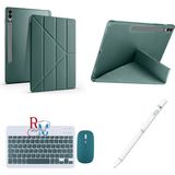 Redmud Teknoloji Samsung Galaxy Tab S9+/S9FE+ 12.4 Inç Uyumlu Standlı Kılıf Dokunmatik Kalem ve Klavye Mouse 3 Lü Set - Haki
