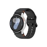RedMud Teknoloji Samsung Galaxy Watch 6 47 mm İle Uyumlu Dalga Deseni Dikişli Kavisli Spor Silikon Kordon Siyah