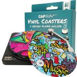 redomm Retro Vinil Oyuncu Tutuculu Vinil Plak Altlıkları, Yaratıcı İçecek Bardak Altlıkları 6'lı Set İçecekler Barlar Kafeler Ev Partisi Ofis Hediye Fikirleri (Graffiti Tarzı)