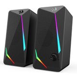 Redragon GS510 Waltz RGB masaüstü hoparlörler, LED arka aydınlatmalı 2.0 kanallı PC stereo hoparlörler, gelişmiş bas ve kolayca erişilebilen ses kontrolü, USB ve 3,5 mm kablo ile