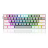 Redragon K617-Rgb Fızz Rgb %60 Kablolu Mekanik Klavye, Türkçe, Red Switch, Gri/Beyaz