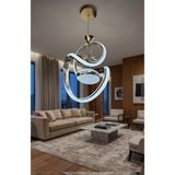Reel Avize Cizgili Profil Damla Çift Yönlü Tek Top LED Avize Kristal Silikonlu - 3 Renk Kumandalı - Gold