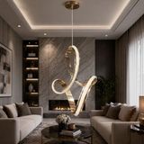 Reel Avize Cizgili Profil Damla LED Avize Kristal Silikonlu - 3 Renk Kumandalı - Gold