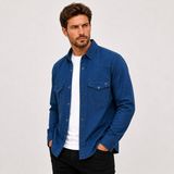 Reeport Uzun Kol Büyük Beden Erkek Kot Gömlek - 7644 - Lacivert - 3XL