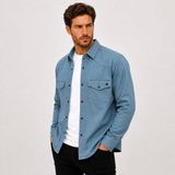 Reeport Uzun Kol Büyük Beden Erkek Kot Gömlek - 7644 - Mint - 2XL
