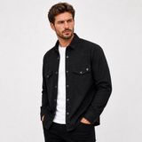 Reeport Uzun Kol Büyük Beden Erkek Kot Gömlek - 7644 - Siyah - 5XL