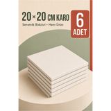 Ref-San 20x20cm Karo - Seramik Bisküvi 6'lı (Ham Ürün)