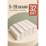 Ref-San 5x20cm Karo - Seramik Bisküvi 32'li (Ham Ürün)