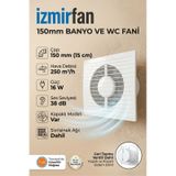 Refined 150 Bd 15 Cm Kapaklı Banyo Wc Aspiratör Havalandırma Fanı Sessiz