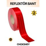 Reflektör Bant Kırmızı Reflektif Bant Ikaz Bandı 50MMX5MT - 3 Adet