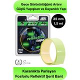 #Reflektör Karanlıkta Parlayan Fosforlu Reflektif Şerit Bant 35mm 1,5 Metre Motosiklet Bisiklet Otom