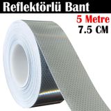 Reflektorlu Bant Beyaz Reflektif Fosforlu Serit Bant 7.5 Cm 5 Metre Ikaz Bandi