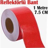 Reflektorlu Bant Kirmizi Reflektif Fosforlu Serit Bant 7.5 Cm 1 Metre Ikaz Bandi