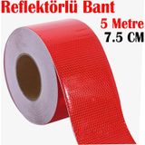 Reflektorlu Bant Kirmizi Reflektif Fosforlu Serit Bant 7.5 Cm 5 Metre Ikaz Bandi