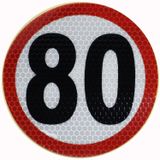 Reflektörlü Fosforlu Bant Tır Kamyon Dorse Arkası "80" Hız Yazısı 11 cm