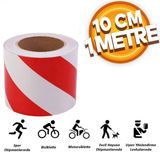 Reflektörlü Reflektif Fosforlu Şerit Bant 10 Cm 1 Metre İkaz Bandı Kırmızı Beyaz