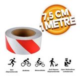 Reflektörlü Reflektif Fosforlu Şerit Bant 7.5 Cm 1 Metre İkaz Bandı Kırmızı Beyaz