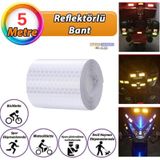Reflektörlü Reflektif Fosforlu Şerit Bant Petekli Reflekte I Kaz Bandı 5 Cm X 5 Metre Beyaz