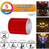 Reflektörlü Reflektif Fosforlu Şerit Bant Petekli Reflekte İkaz Bandı 5 Cm X 5 Metre Kırmızı