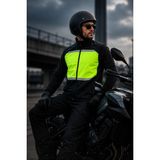 Reflektörlü Softshell Motosiklet ve Iş Güvenliği Yeleği - 2XL - Mat Siyah - Neon Yeşil