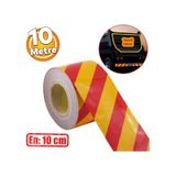 Reflektörlü Yapışkanlı Parlayan Fosfor Sarı Kırmızı 10 Mt Reflektif Düz Şerit Bant 10 Cm İkaz Bandı