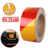 Reflektörlü Yapışkanlı Parlayan Fosfor Sarı Kırmızı Reflektif Düz Şerit Bant 7.5 Cm 1 Mt İkaz Bandı
