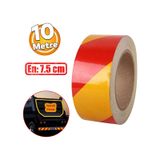 Reflektörlü Yapışkanlı Parlayan Fosfor Sarı Kırmızı Reflektif Düz Şerit Bant 7.5 Cm 10 Mt İkaz Band