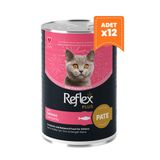 Reflex Plus 395 gr 12 Adet Pate İçinde Somonlu Yavru Konserve Kedi Maması