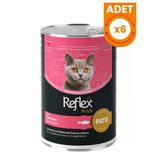 Reflex Plus 395 gr 6 Adet Pate İçinde Somonlu Yavru Konserve Kedi Maması
