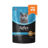 Reflex Plus 85 gr 12 Adet Sos İçinde Beyaz Balıklı Pouch Yetişkin Konserve Kedi Maması