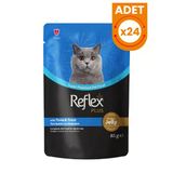 Reflex Plus 85 gr 24 Adet Jöle İçinde Ton Balıklı ve Alabalıklı Pouch Yetişkin Konserve Kedi Maması