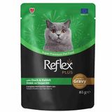 Reflex Plus 85 gr Sos İçinde Parça Ördek ve Tavşan Etli Yetişkin Kedi Konservesi