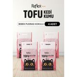 Reflex Plus Bebek Pudrası Kokulu Tofu Kedi Kumu 7 L x 4 Adet Hızlı Topaklanma Özelliği ile
