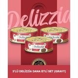 Reflex Plus Delizzia Gravy Sos İçinde Dana Etli Yetişkin Kedi Konserve Maması Seti 3x85 gr