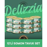 Reflex Plus Delizzia Gravy Sos İçinde Somonlu & Tavuklu Yetişkin Kedi Konserve Maması Seti 12x85 gr