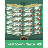 Reflex Plus Delizzia Gravy Sos İçinde Somonlu & Tavuklu Yetişkin Kedi Konserve Maması Seti 24x85 gr