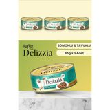 Reflex Plus Delizzia Gravy Sos İçinde Somonlu & Tavuklu Yetişkin Kedi Konserve Maması Seti 3x85 gr