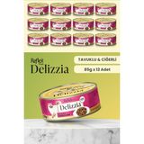 Reflex Plus Delizzia Gravy Sos İçinde Tavuklu & Ciğerli Yetişkin Kedi Konserve Maması Seti 12x85 gr