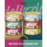 Reflex Plus Delizzia Hindi Etli Pate & Somonlu-Tavuklu Gravy & Tavuklu-Ciğerli Gravy & Ton Balıklı Pate & Dana Etli Gravy & Tavuklu Pate Yetişkin Kedi Maması Seti 6X85 Gram
