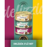 Reflex Plus Delizzia Pate Hindi Etli Kıyılmış & Gravy Sos İçinde Somonlu - Tavuklu & Gravy Sos İçinde Tavuklu - Ciğerli Yetişkin Kedi Konserve Maması Seti 3x85 gr