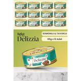 Reflex Plus Delizzia Sos İçinde Parça Etli Somonlu & Tavuklu Yetişkin Kedi Maması 85G 12 Adet