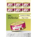 Reflex Plus Delizzia / Sos İçinde Parça Etli Tavuklu & Ciğerli Yetişkin Kedi Maması 85g x 12 Adet