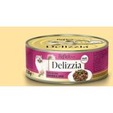REFLEX PLUS DELIZZIA SOS İÇİNDE PARÇA ETLİ TAVUKLU VE CİĞERLİ YETİŞKİN KEDİ MAMASI 85 GR*12AD.