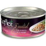 Reflex Plus Essential Et Suyunda Ton Balıklı ve Karidesli 70 gr Yetişkin Konserve Kedi Maması - Ton - Karides