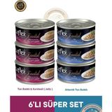 Reflex Plus Essential Jöle İçinde Ton Balık - Karides & Atlantik Ton Balık Yetişkin Kedi Konserve Maması Seti 6x70 gr