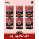 Reflex Plus Gravy Sos İçinde Et Parçacıklı Kuzu Etli Yetişkin Kedi Konserve Maması Seti 6x400 gr - 6’lı