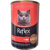 Reflex Plus Gravy Sos İçinde Et Parçacıklı Somonlu Yetişkin Kedi Konserve Maması 400 gr